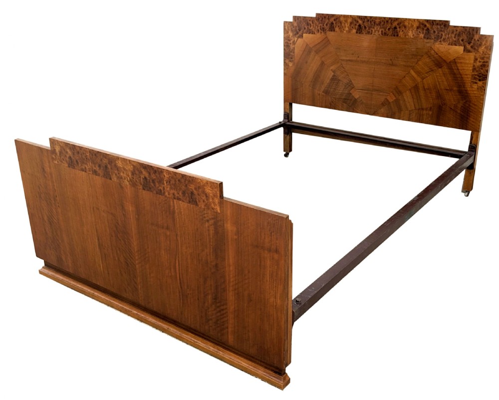 Art Deco Skyscraper Walnut Double Bed, c1930 View II