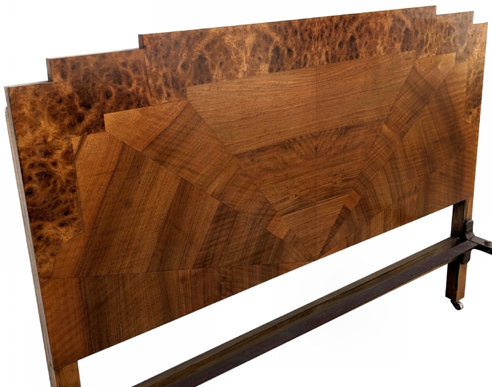 Art Deco Skyscraper Walnut Double Bed, c1930 View VIII