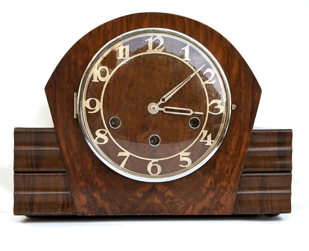 Art Deco Chiming Walnut Mantle Clock, c1938