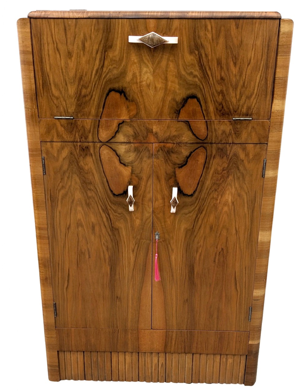 Art Deco Figured Walnut Cocktail Cabinet, English, c1930