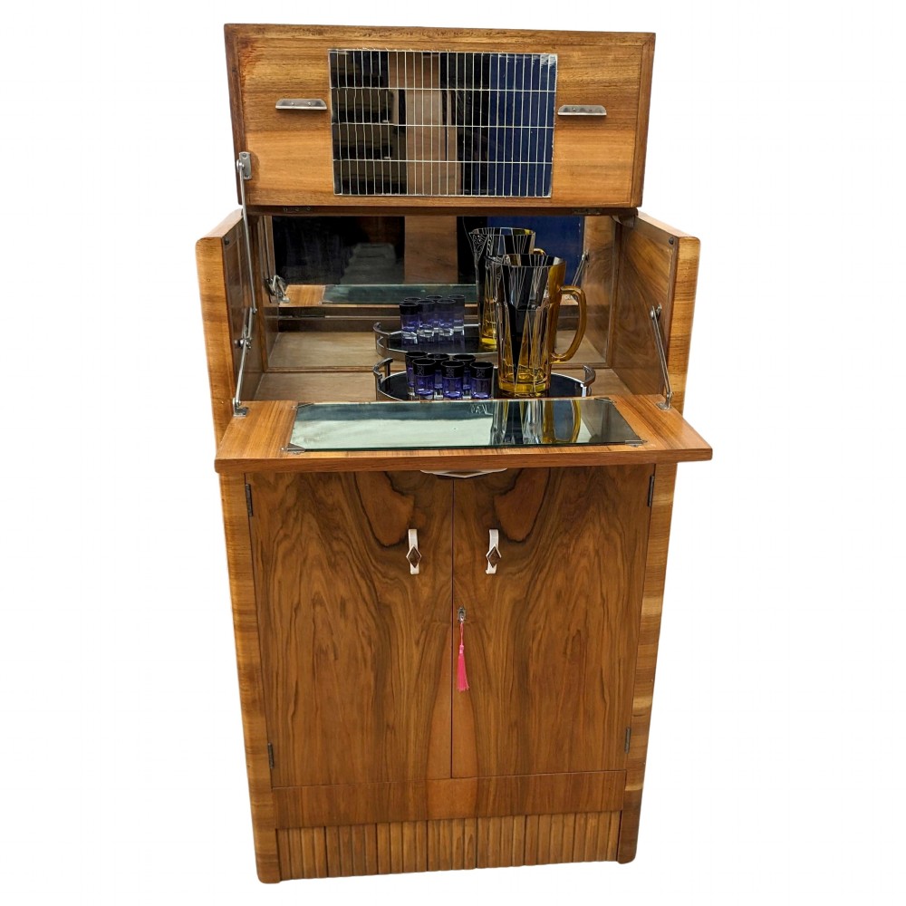 Art Deco Figured Walnut Cocktail Cabinet, English, c1930 View X