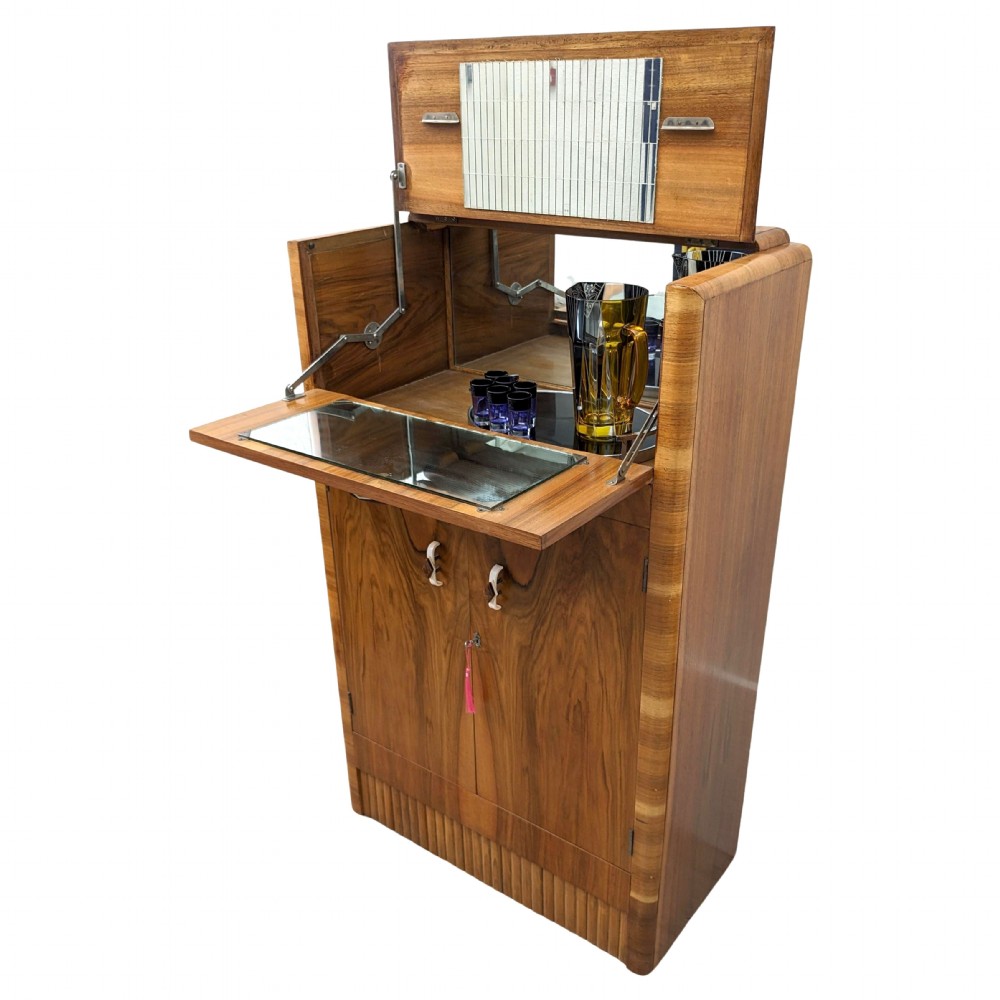 Art Deco Figured Walnut Cocktail Cabinet, English, c1930 View XI
