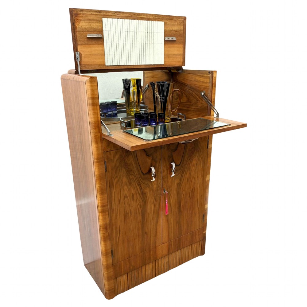 Art Deco Figured Walnut Cocktail Cabinet, English, c1930 View XII