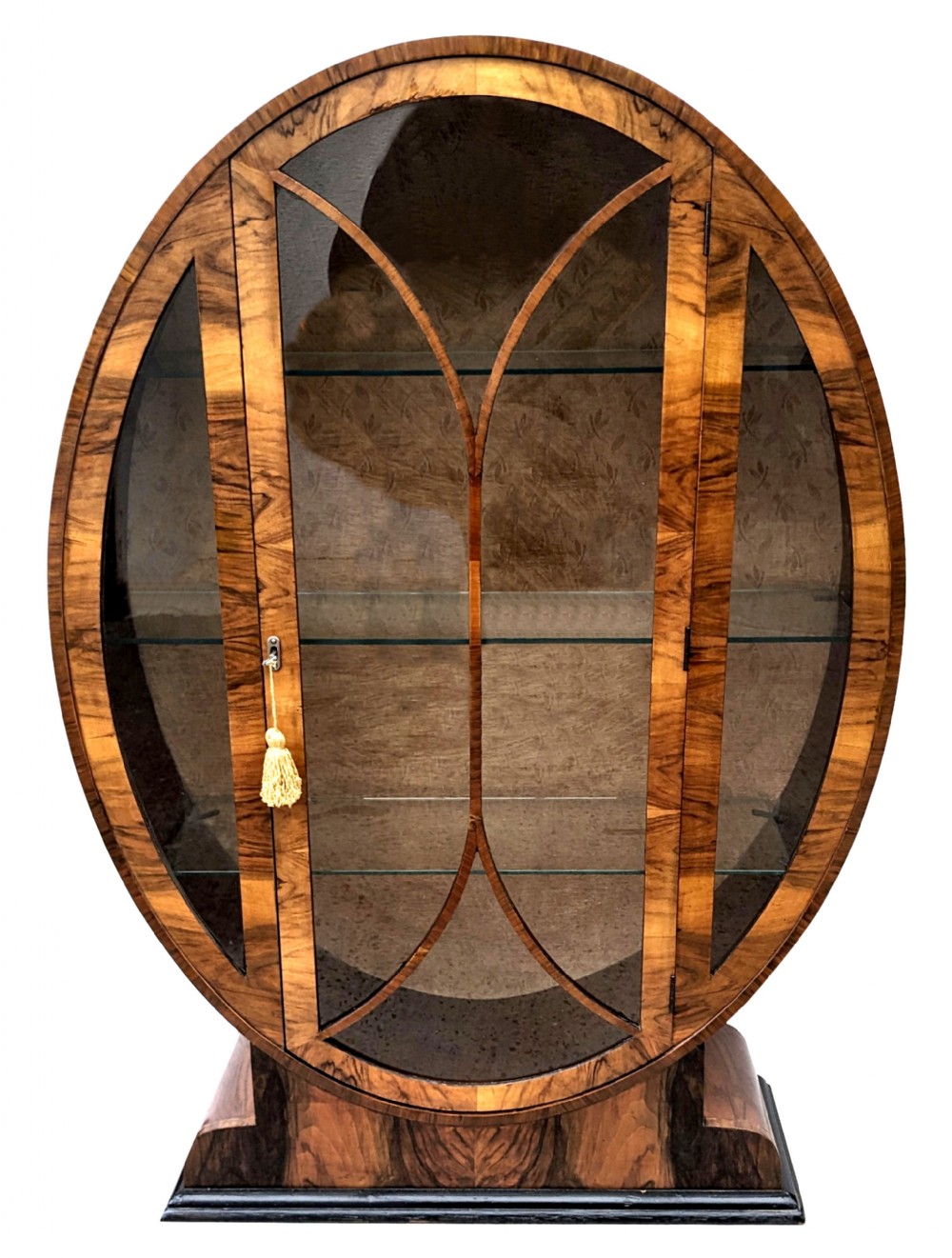 Art Deco Walnut Oval Display Cabinet , English, c1930