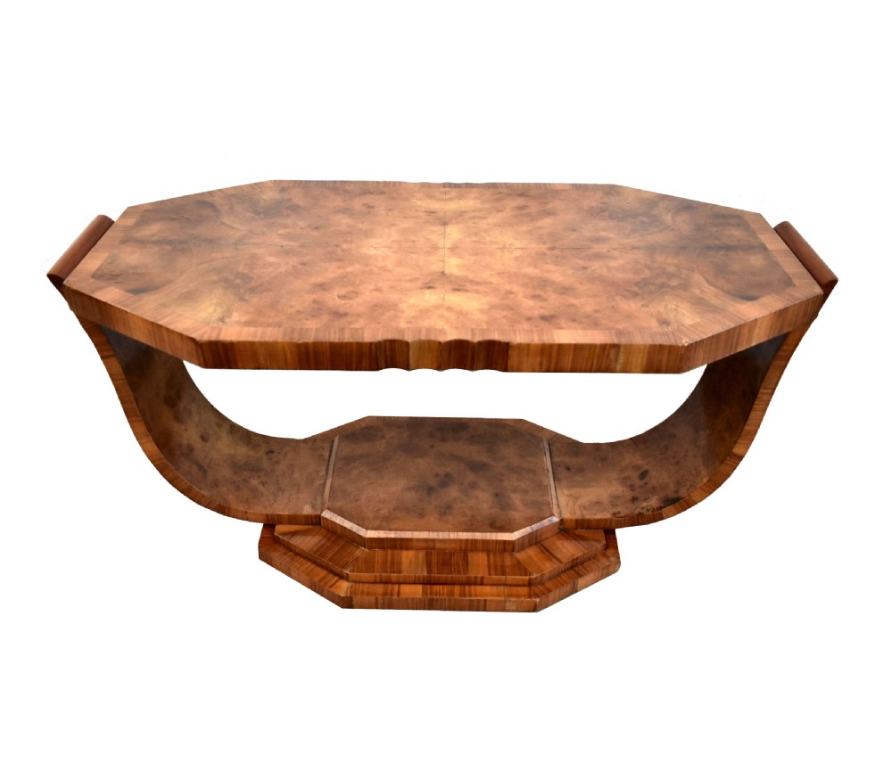 Art Deco Walnut U Base Table By Hille, c1930