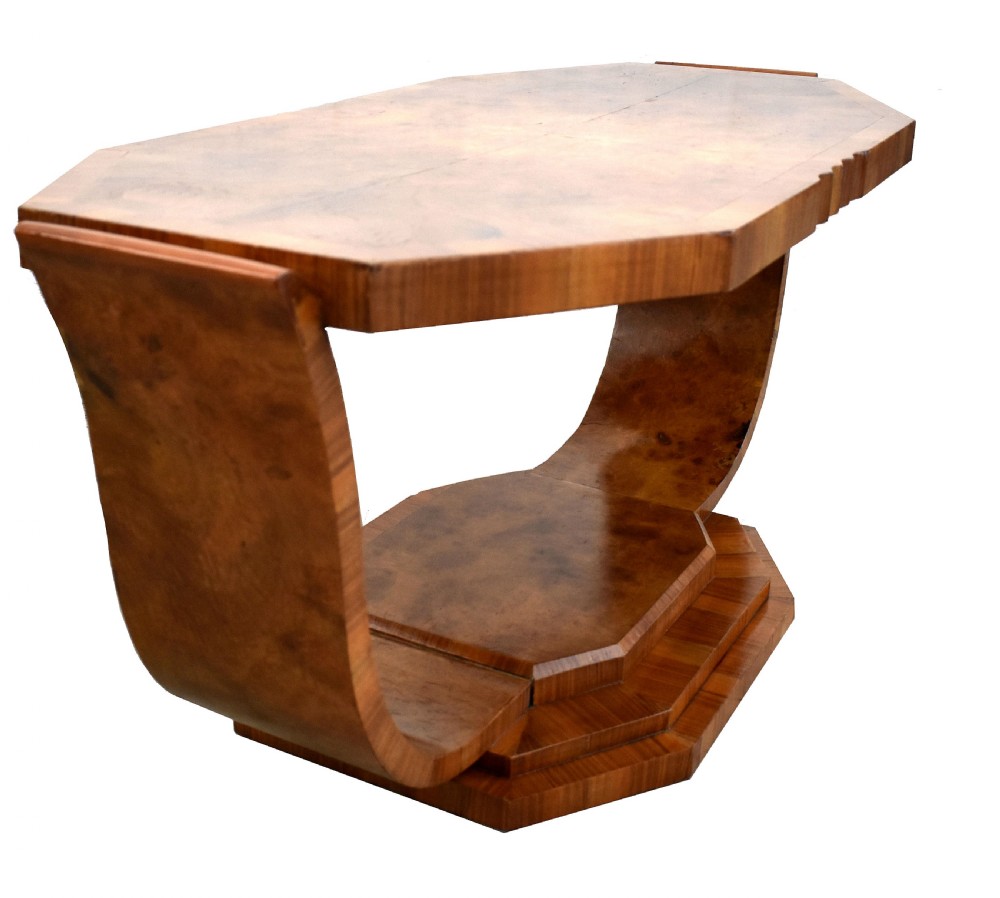 Art Deco Walnut U Base Table By Hille, c1930 View III