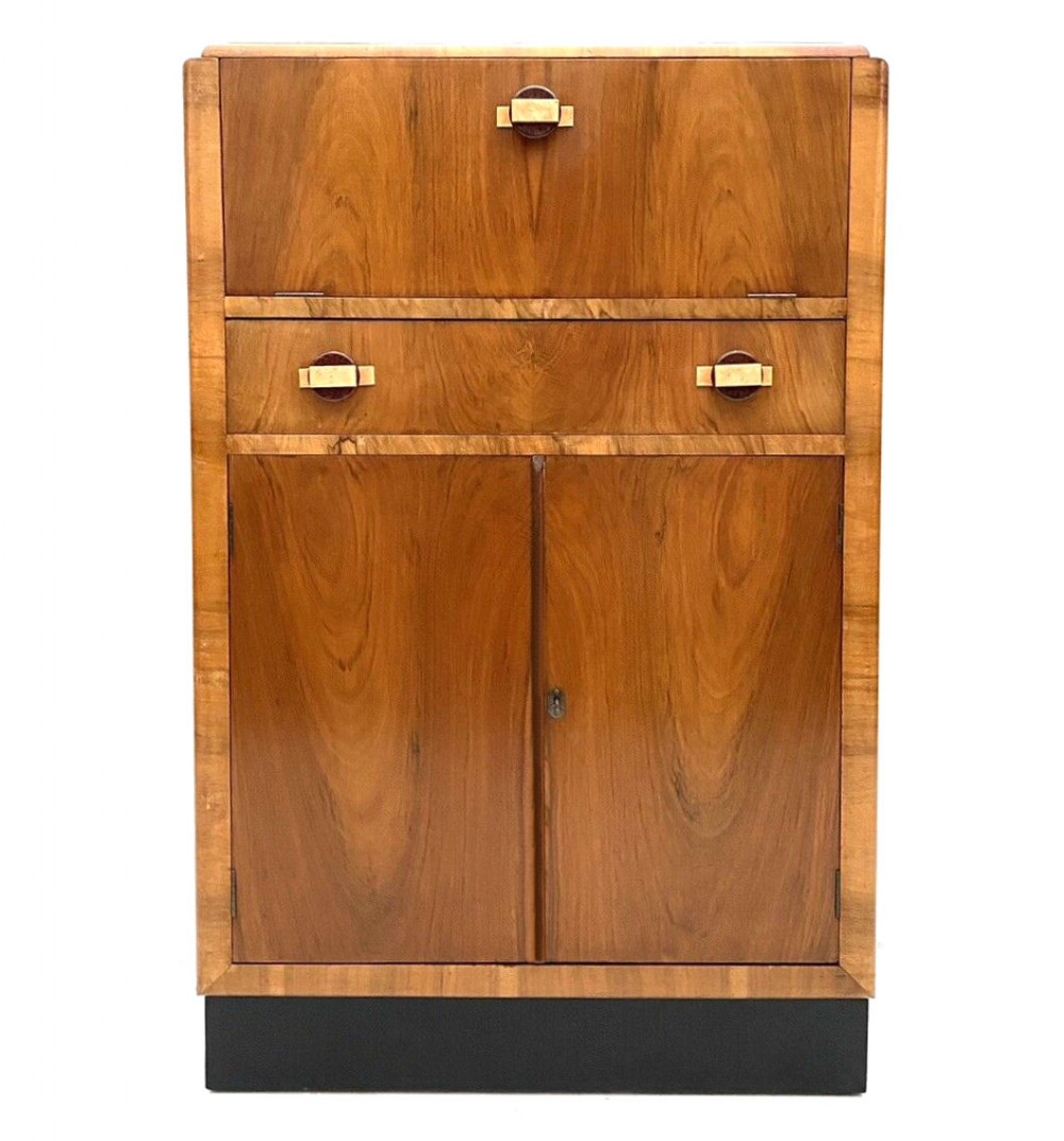Art Deco Figured Walnut Cocktail Cabinet, c1930