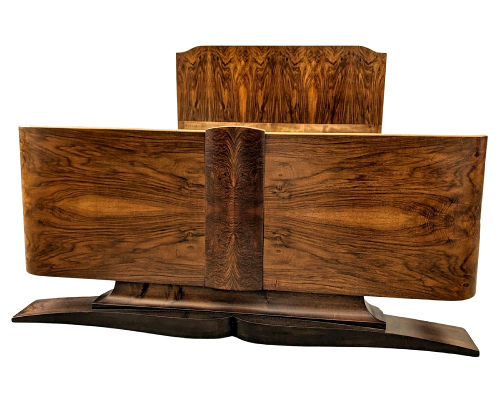 Art Deco French King Size Walnut Bed, circa 1930s View III