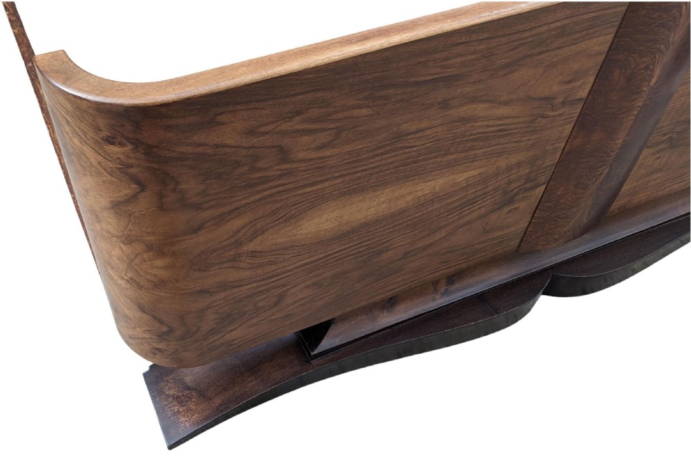 Art Deco French King Size Walnut Bed, circa 1930s View V