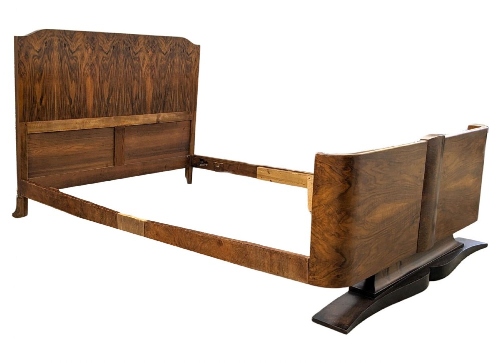 Art Deco French King Size Walnut Bed, circa 1930s View IX