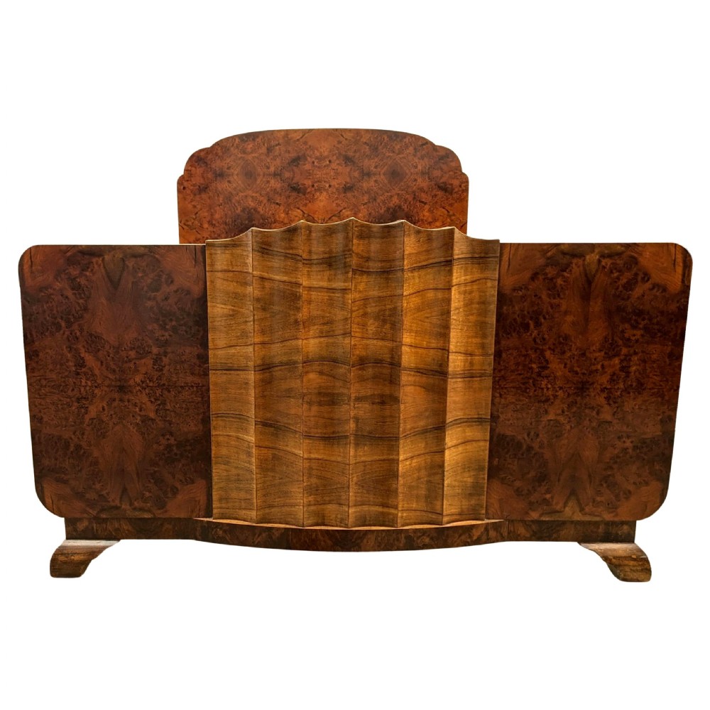 Art Deco French Walnut Double Bed, circa 1930s