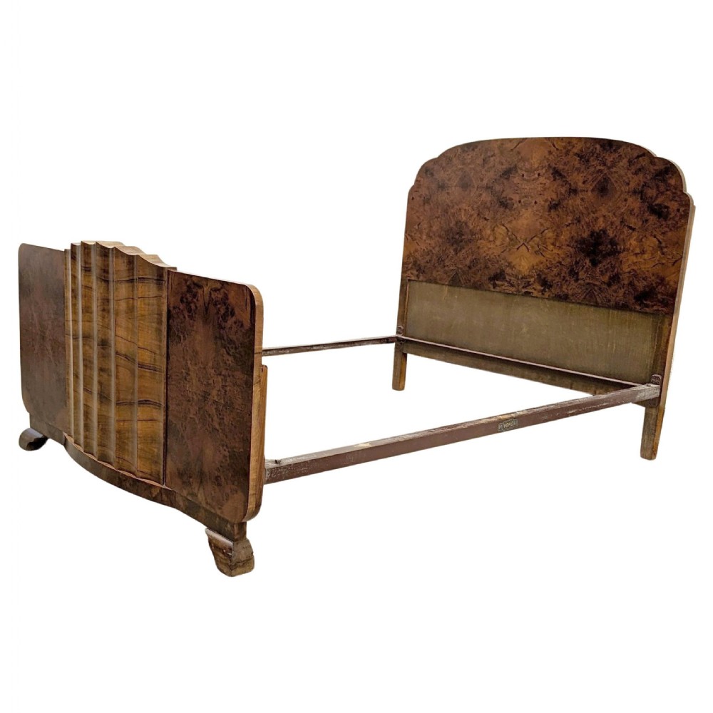 Art Deco French Walnut Double Bed, circa 1930s View II