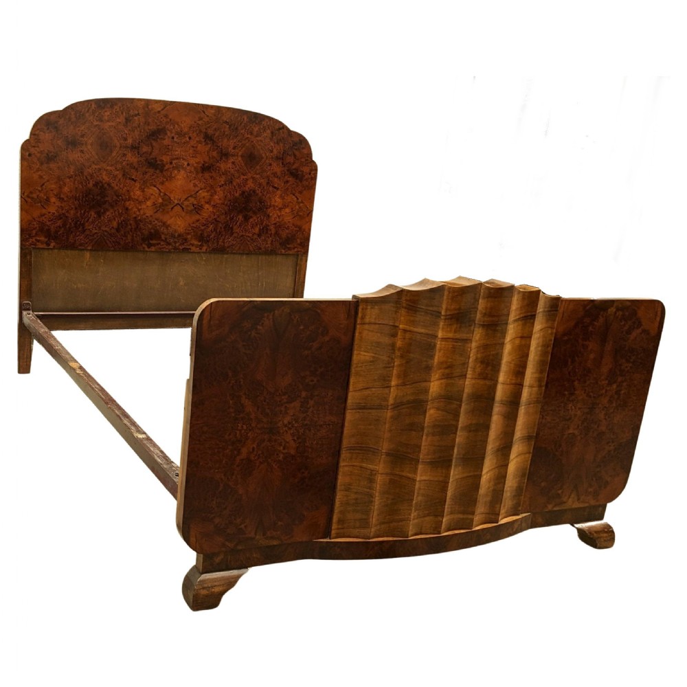 Art Deco French Walnut Double Bed, circa 1930s View III