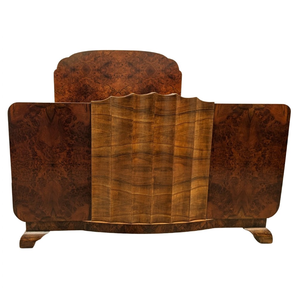 Art Deco French Walnut Double Bed, circa 1930s View IV