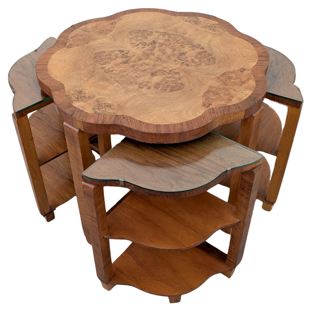 Art Deco High Quality Walnut Nest of 5 Tables by Epstein, 1930 View IV