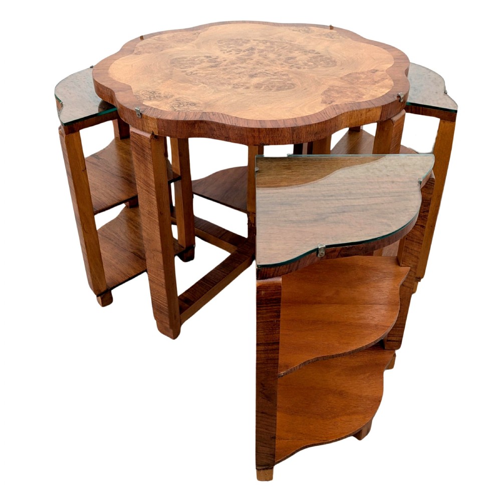 Art Deco High Quality Walnut Nest of 5 Tables by Epstein, 1930 View V