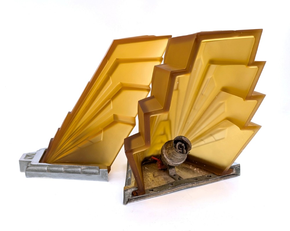 Spectacular Matching Pair Of Art Deco Wall Lights Sconces, c1930 View VI