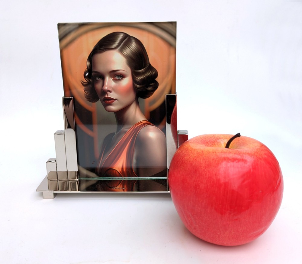 Art Deco Skyscraper Nickle Silver Free Standing Picture Frame, c1930 View X