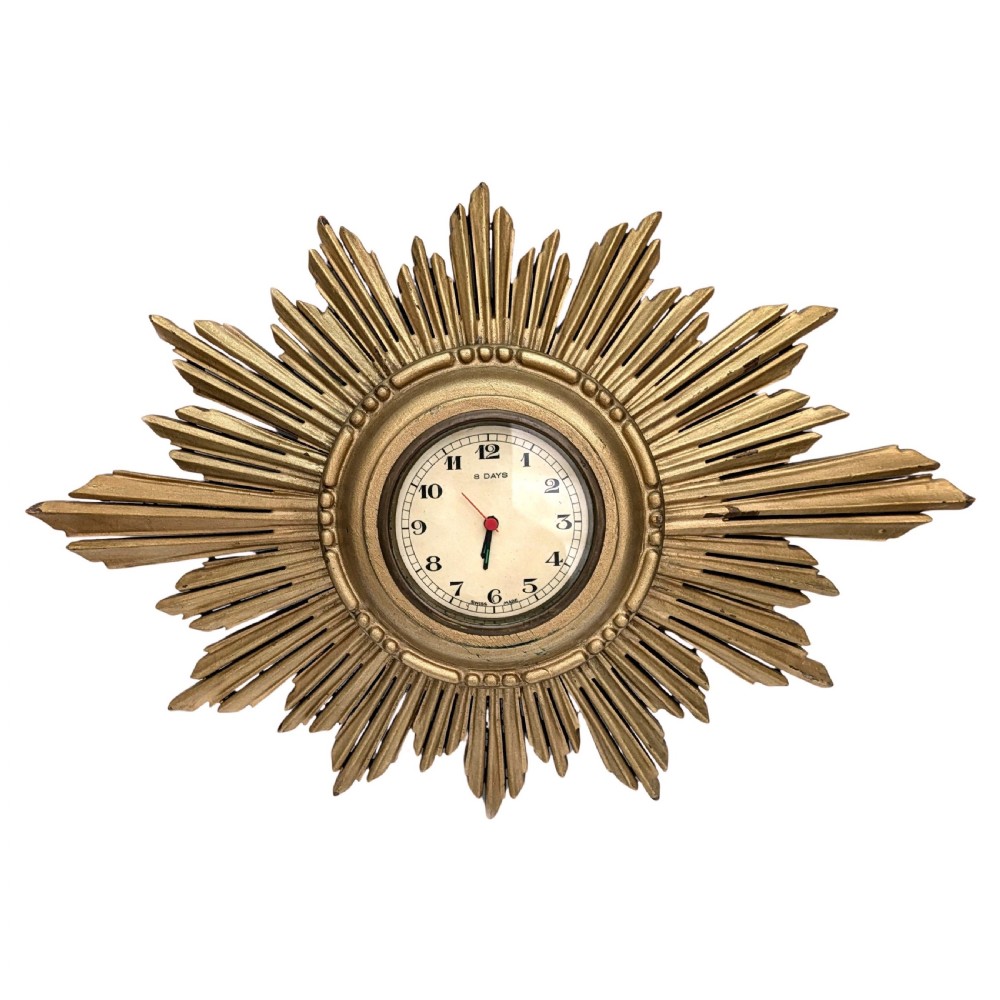 Art Deco Star Burst English Wall Clock, c1930