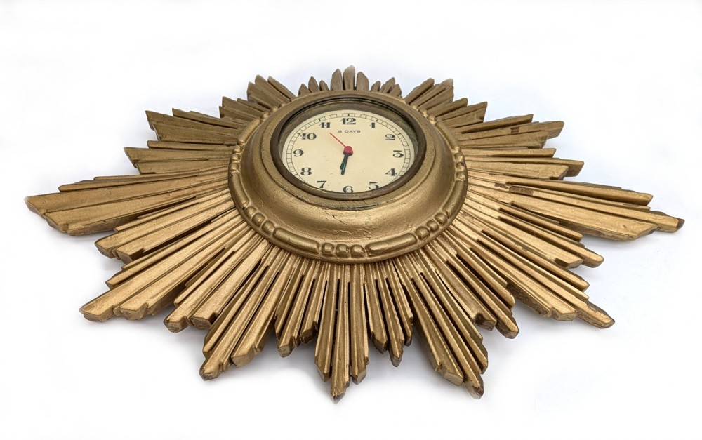 Art Deco Star Burst English Wall Clock, c1930 View III