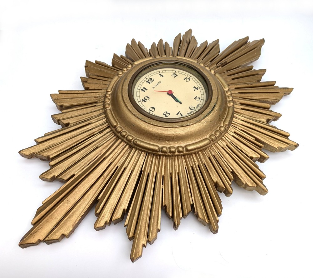 Art Deco Star Burst English Wall Clock, c1930 View V