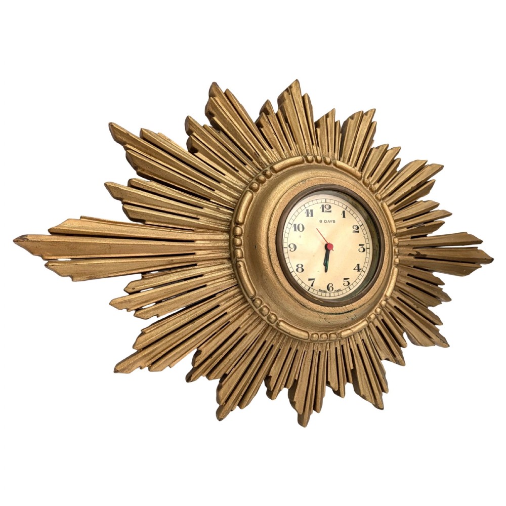 Art Deco Star Burst English Wall Clock, c1930 View VII