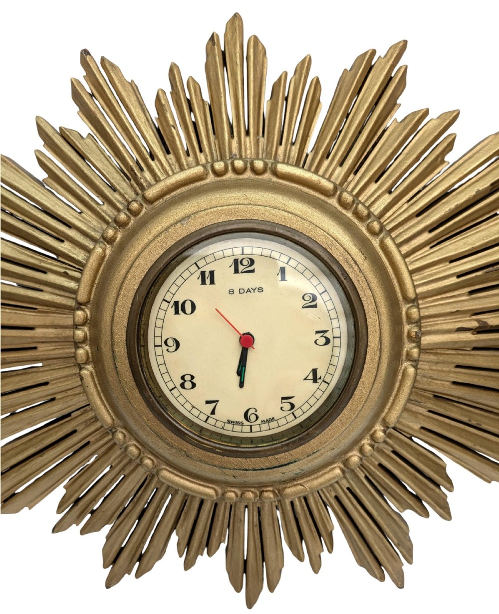 Art Deco Star Burst English Wall Clock, c1930 View VIII