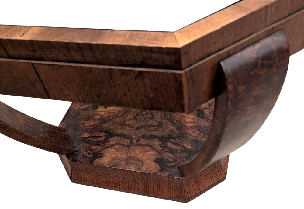 Art Deco Two Tier Walnut & Glass Occasional Table, English, c1930 View IV