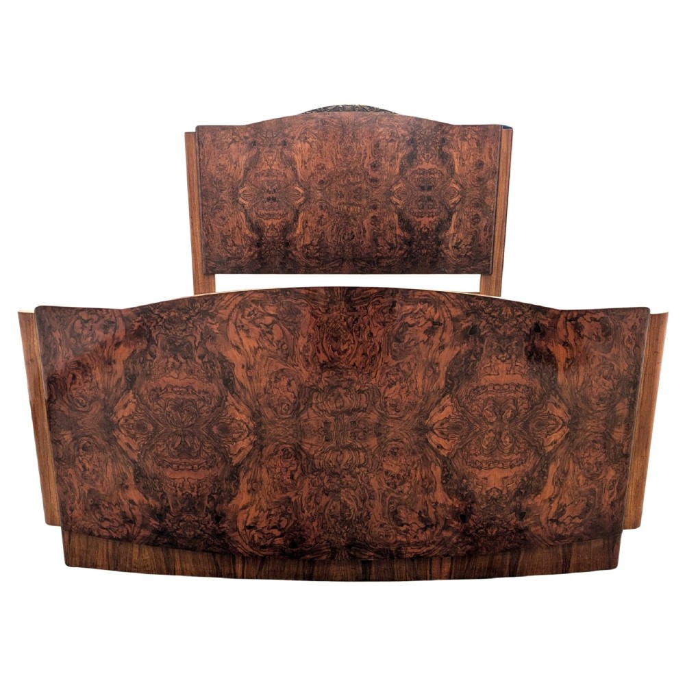 Art Deco Walnut Double Bed, c1930