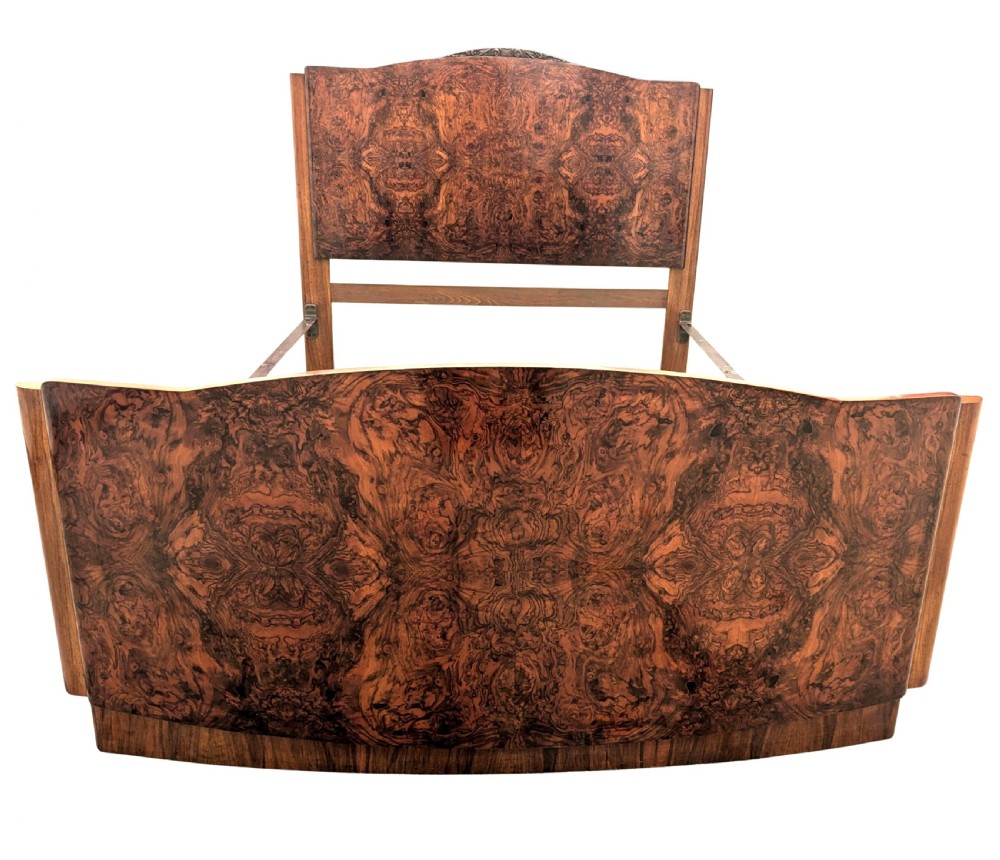 Art Deco Walnut Double Bed, c1930 View III