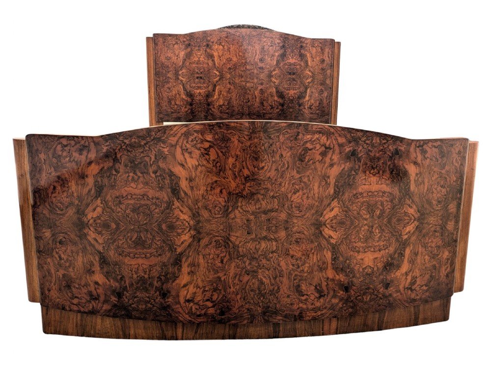 Art Deco Walnut Double Bed, c1930 View V