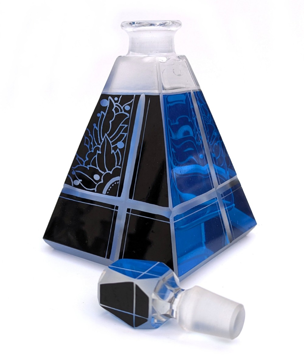 Art Deco Blue Perfume Bottle by Karl Palda, circa 1930 View II