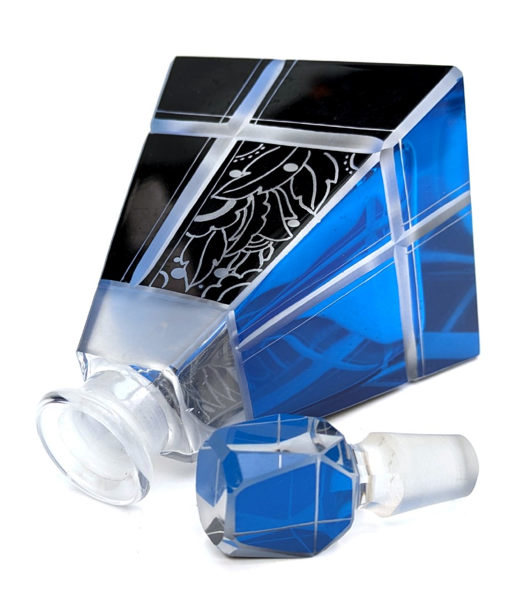Art Deco Blue Perfume Bottle by Karl Palda, circa 1930 View IV