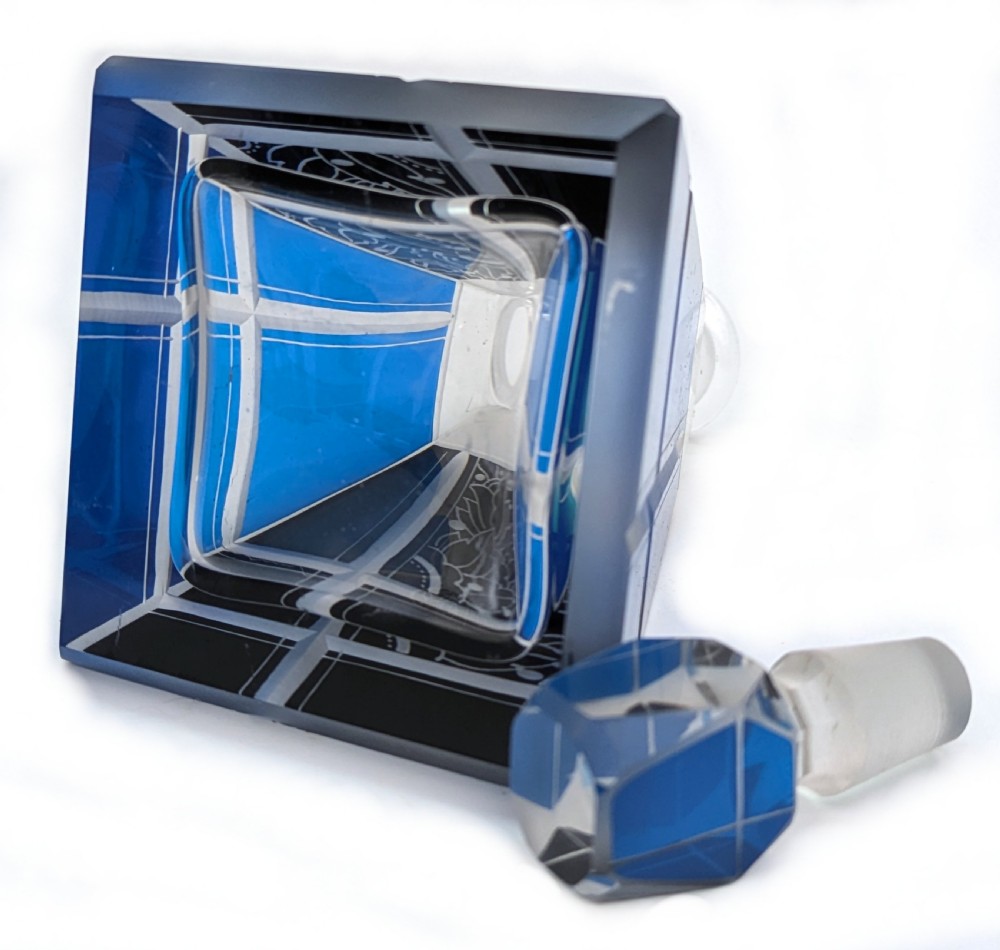 Art Deco Blue Perfume Bottle by Karl Palda, circa 1930 View V