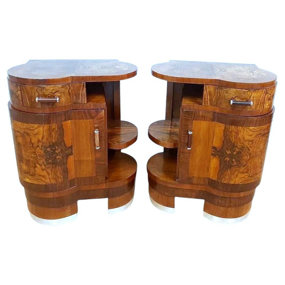 Art Deco Fabulous Italian Pair of Bedside Cabinets, c1930