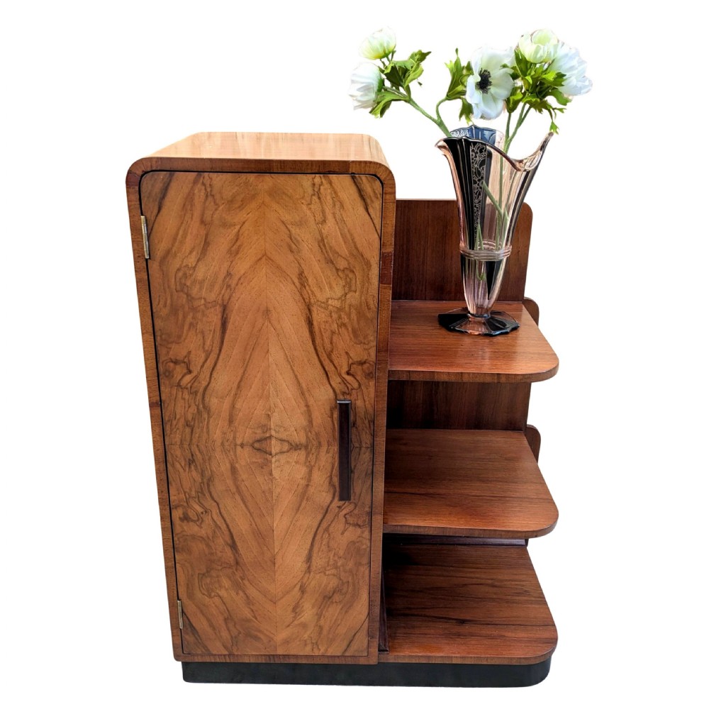 Art Deco Modernist Walnut Shelving Cabinet, c1930 View II