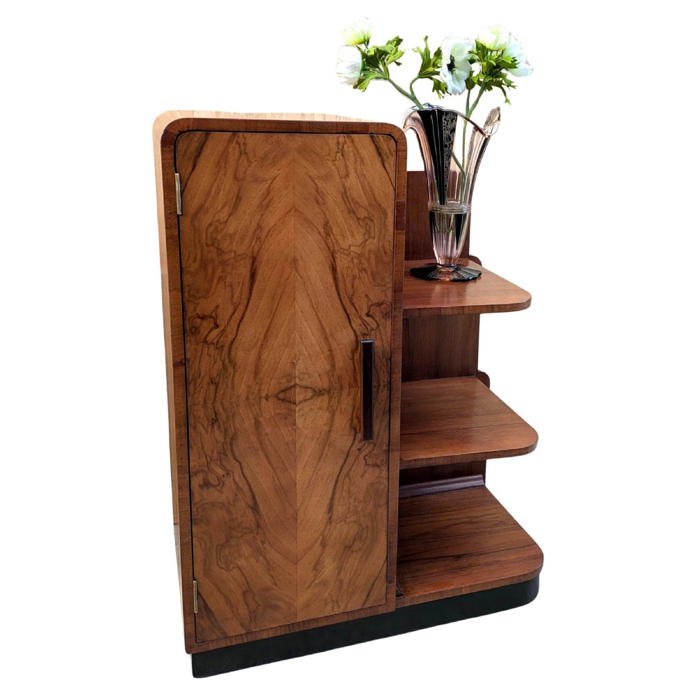 Art Deco Modernist Walnut Shelving Cabinet, c1930 View IV