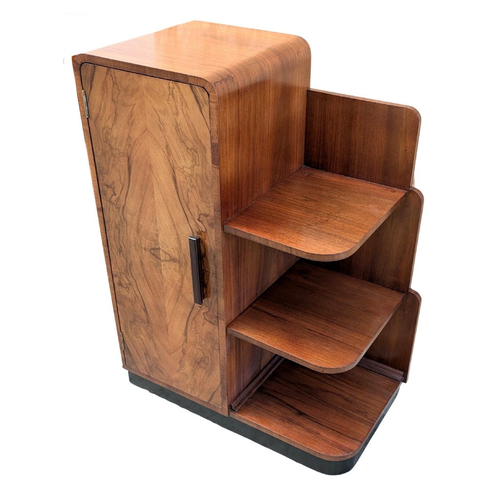 Art Deco Modernist Walnut Shelving Cabinet, c1930 View VIII