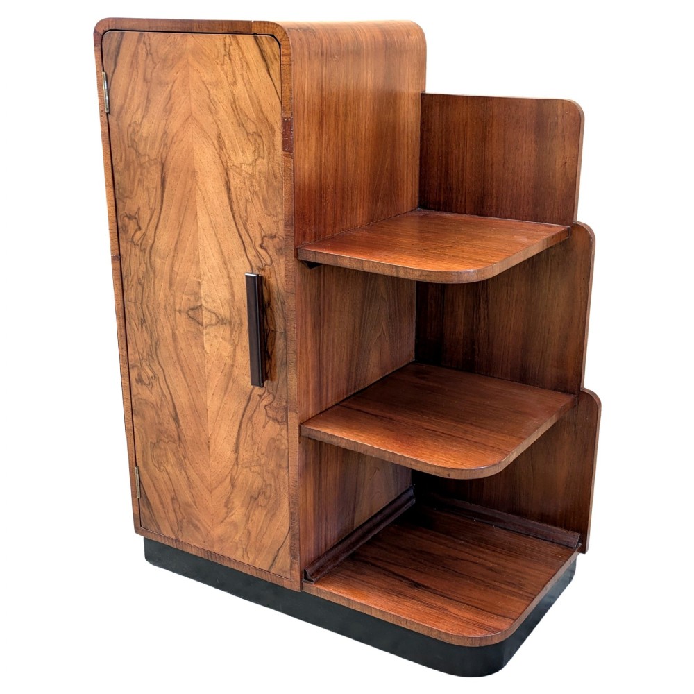 Art Deco Modernist Walnut Shelving Cabinet, c1930 View IX
