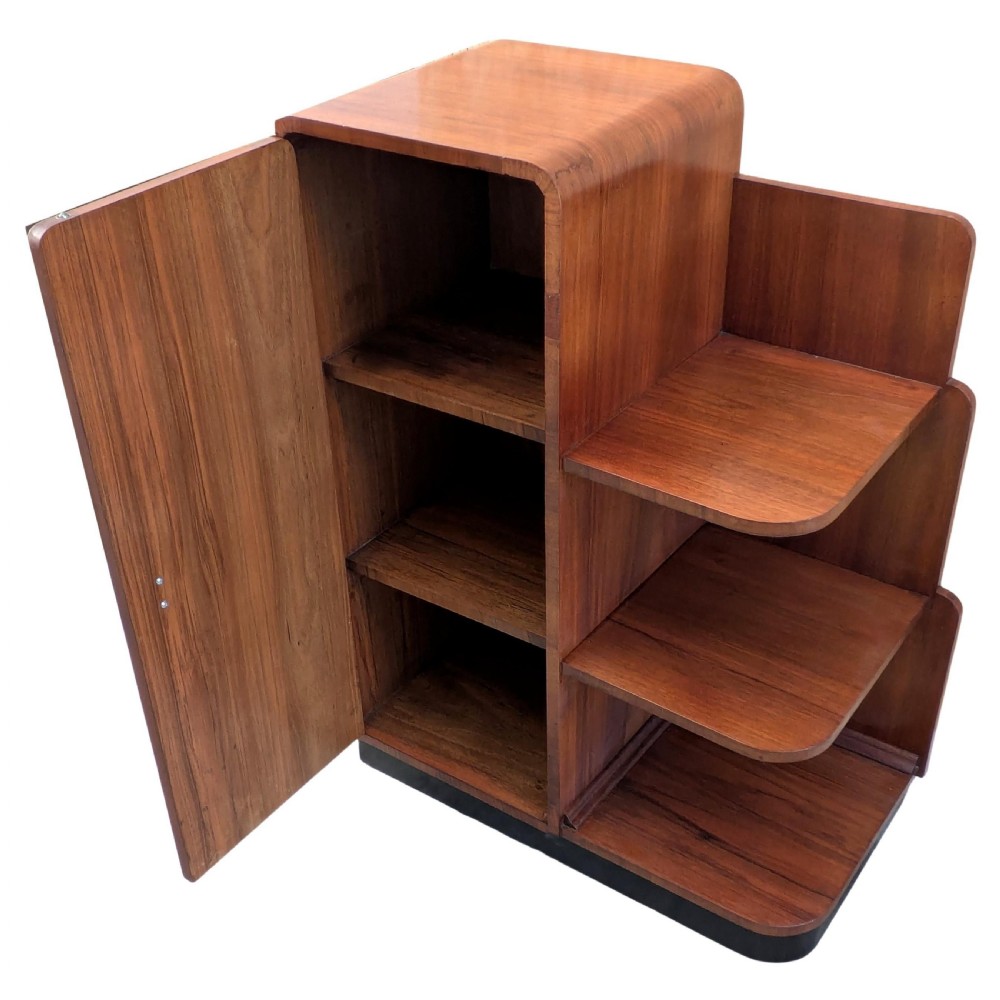 Art Deco Modernist Walnut Shelving Cabinet, c1930 View XI