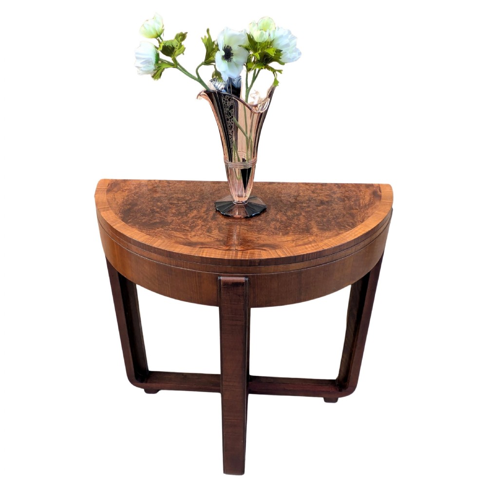 Art Deco Console Folding Games, Card Table , Walnut, English, c1930 View II