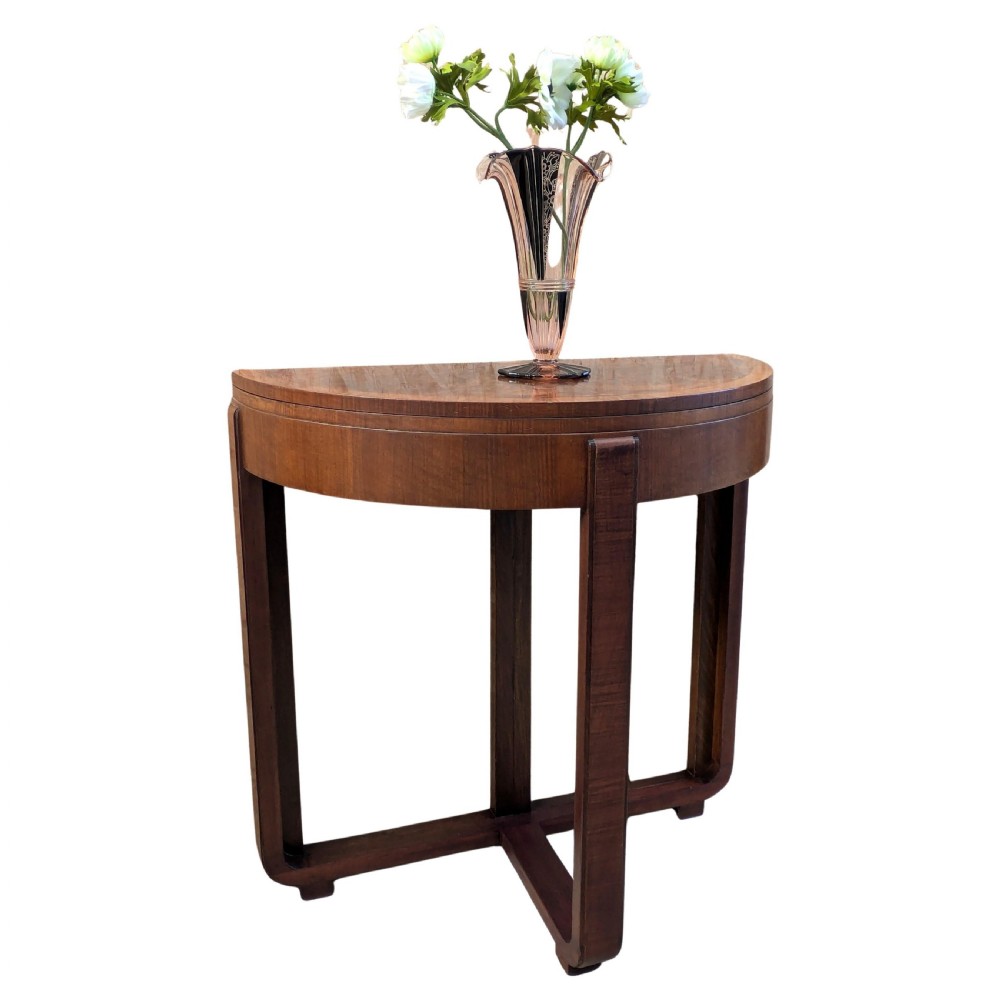 Art Deco Console Folding Games, Card Table , Walnut, English, c1930 View III