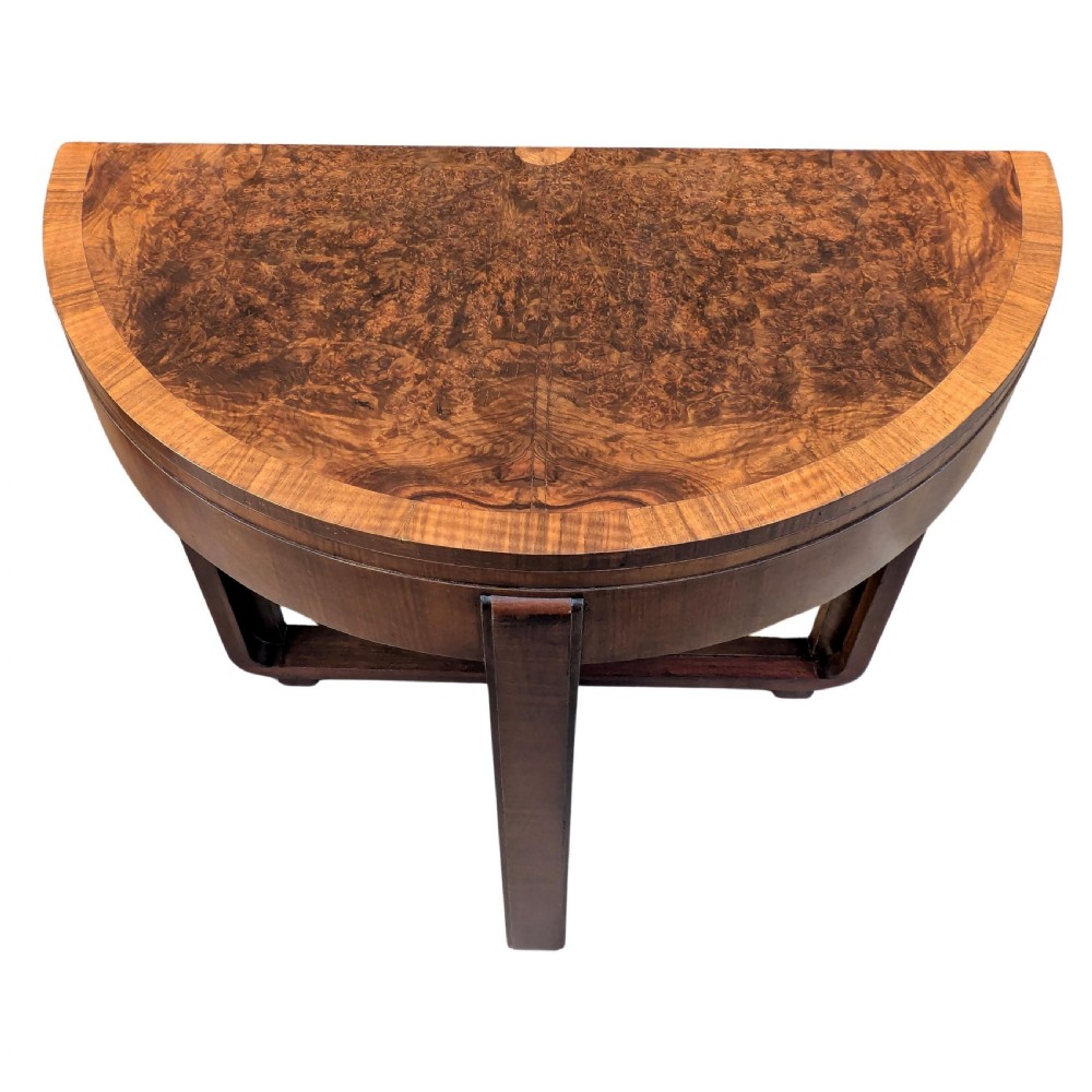 Art Deco Console Folding Games, Card Table , Walnut, English, c1930 View IV