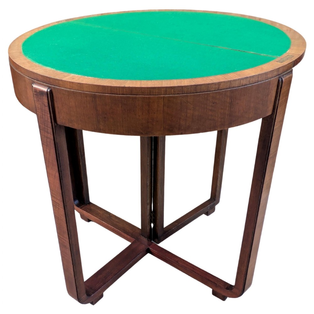 Art Deco Console Folding Games, Card Table , Walnut, English, c1930 View VIII