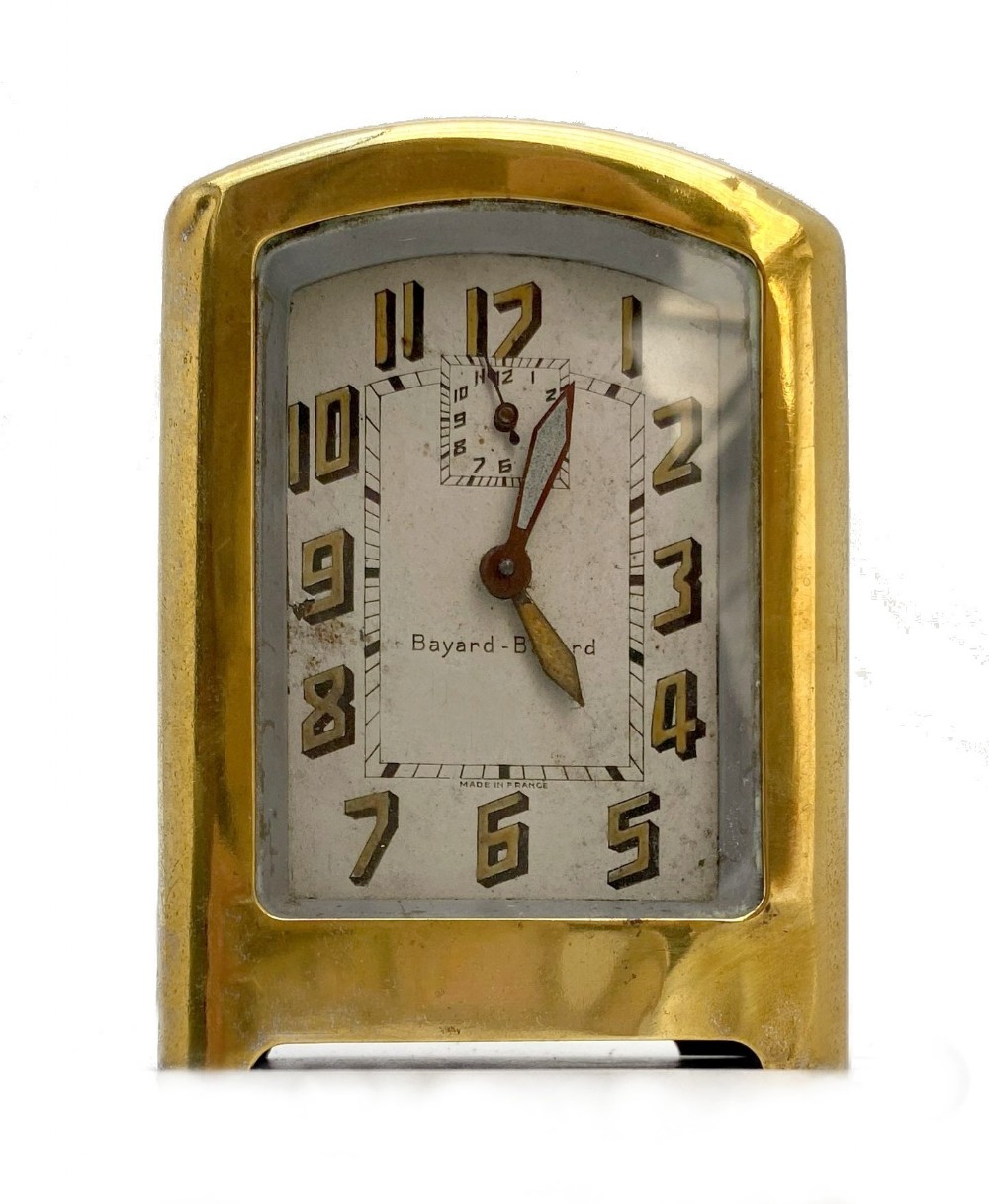 Art Deco Brass Wind Up Clock By Bayard, French, c1930