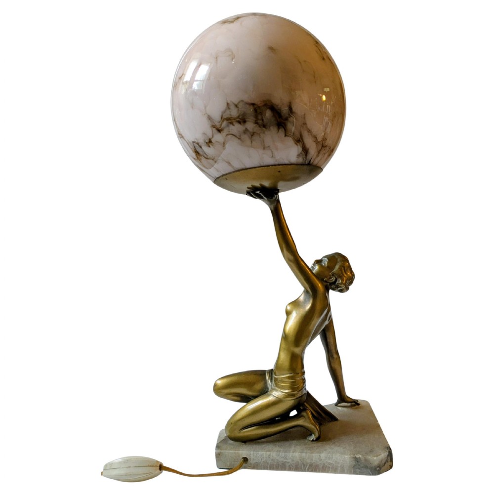 Beautiful Original Art Deco Nude Lady Lamp, England, c1930