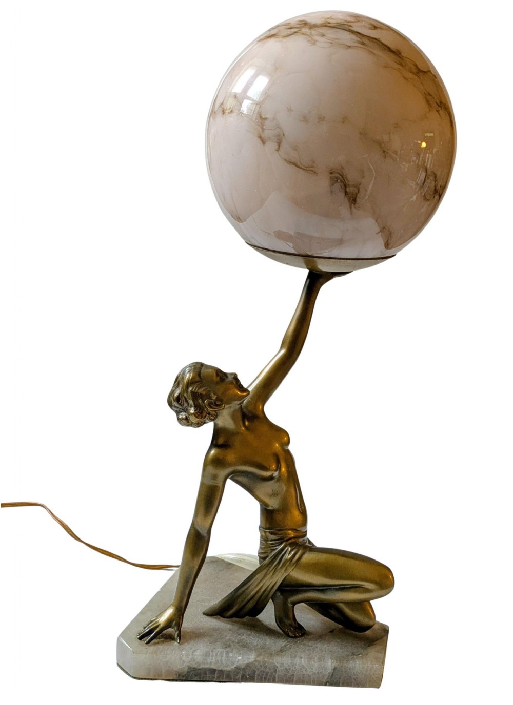 Beautiful Original Art Deco Nude Lady Lamp, England, c1930 View III