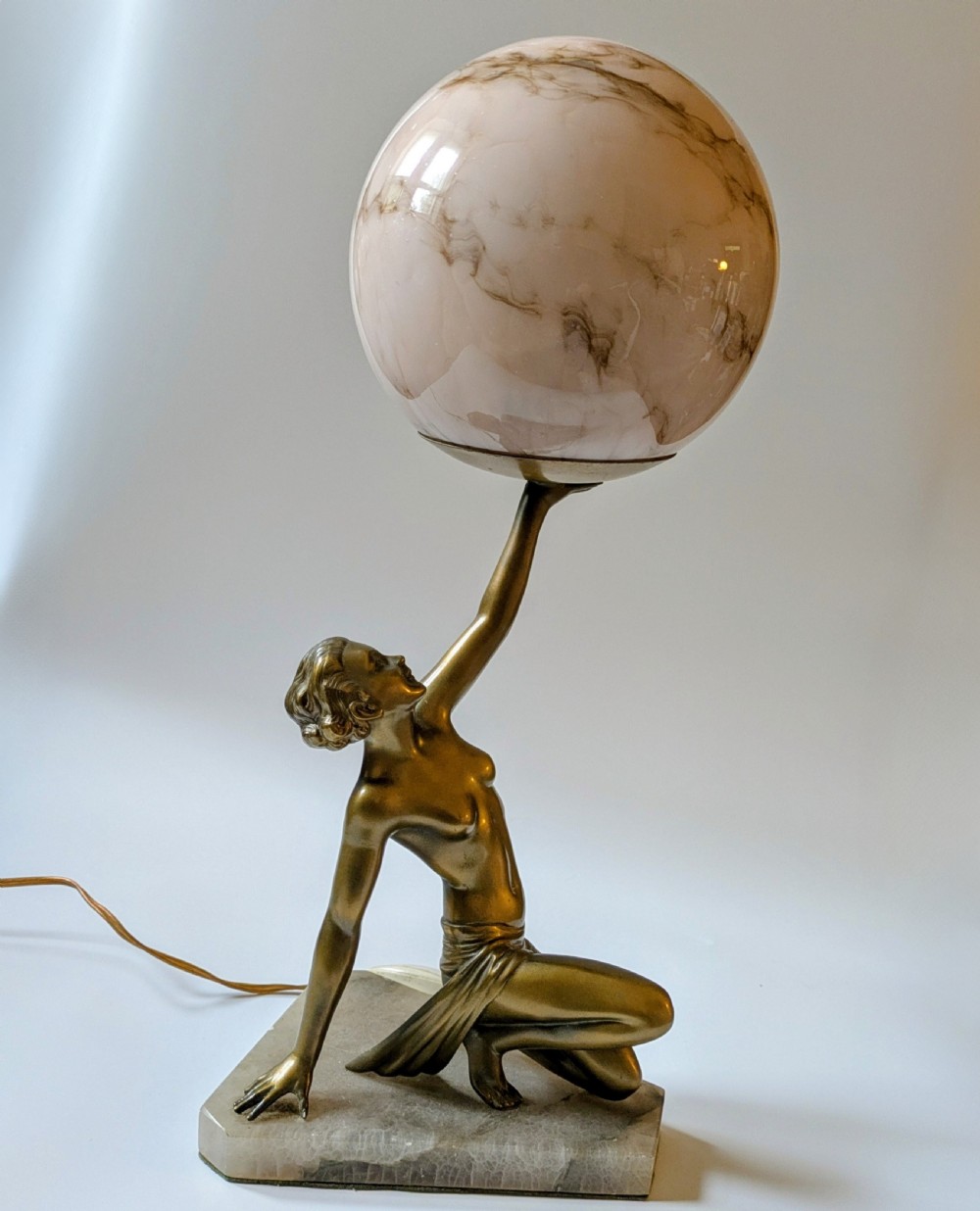 Beautiful Original Art Deco Nude Lady Lamp, England, c1930 View IV