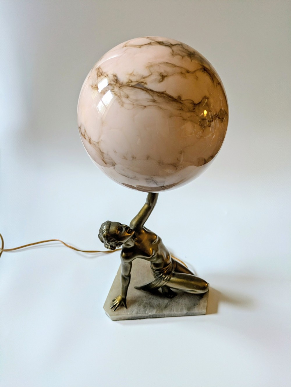 Beautiful Original Art Deco Nude Lady Lamp, England, c1930 View VIII