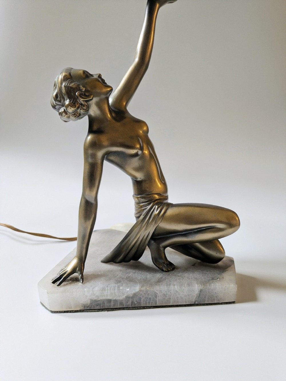 Beautiful Original Art Deco Nude Lady Lamp, England, c1930 View IX